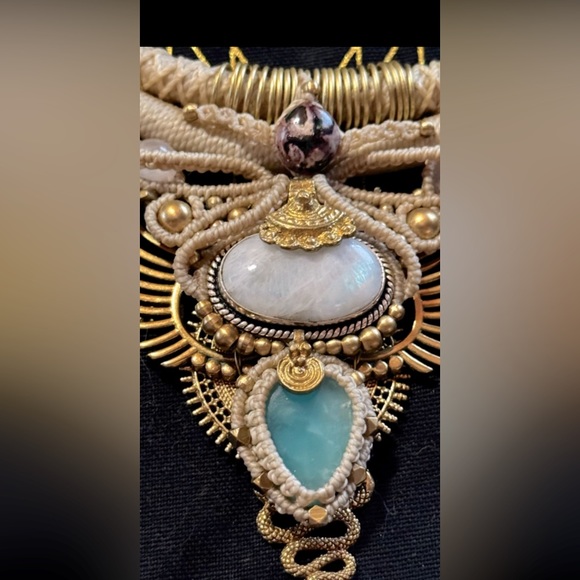 OOAK Macrame and Brass Statement Choker - Picture 2 of 3